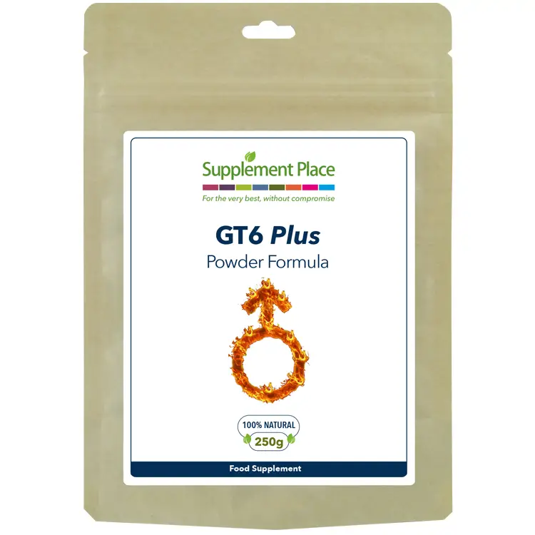 GT6 Plus Powder Label Front. L-Citrulline, Pine Pollen, Beetroot Extract, Maritime Pine Bark, S7™, Vitamin B3